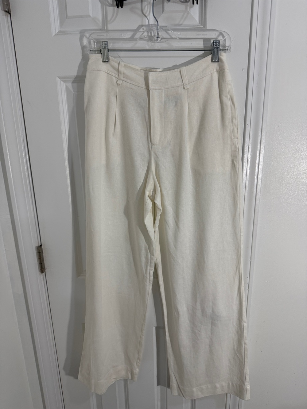 Rae Mode Wide Leg Linen-Blend Pants in Cream Size Small